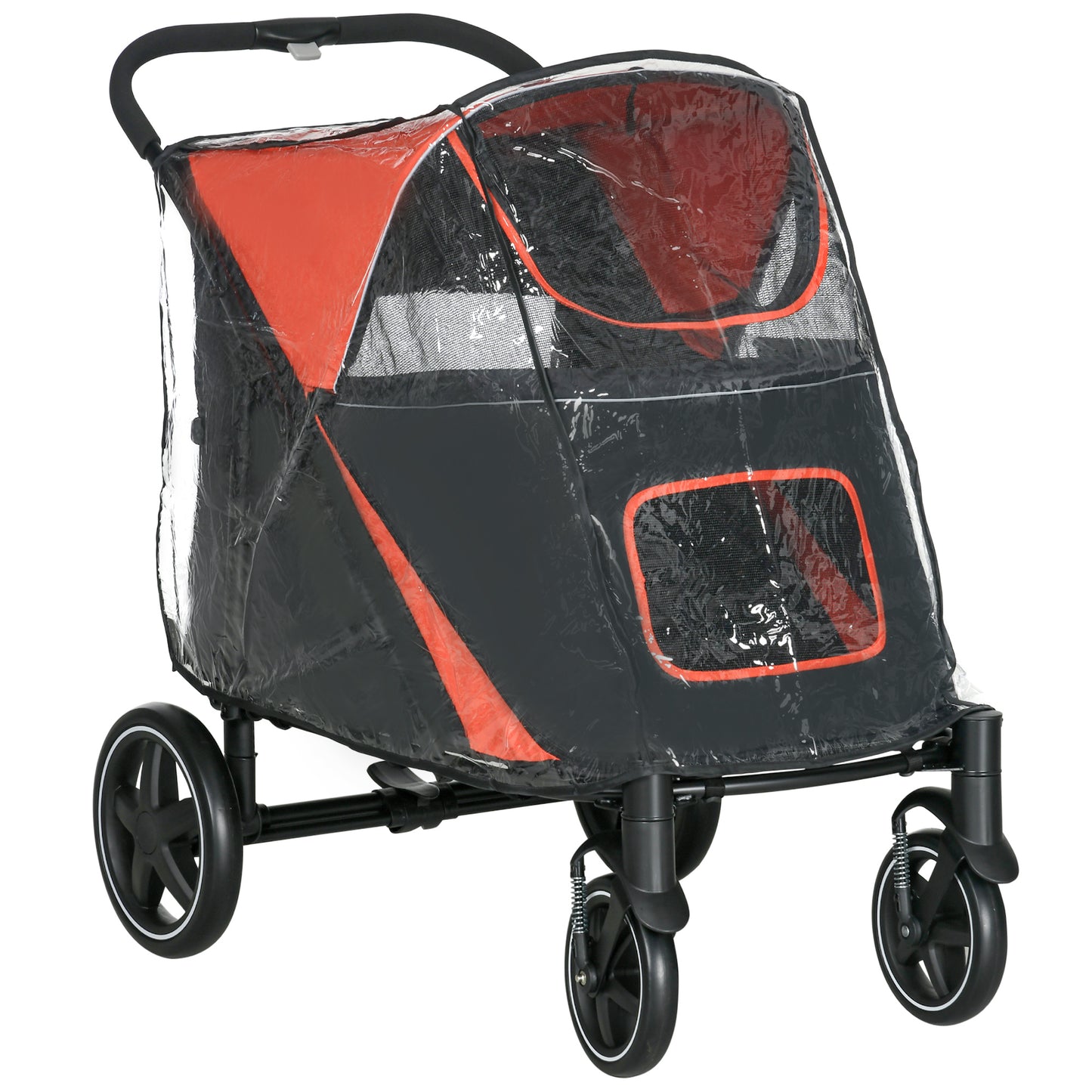 One Click Foldable Pet Travel Stroller With Rain Cover Cat Aosom UK Default Title