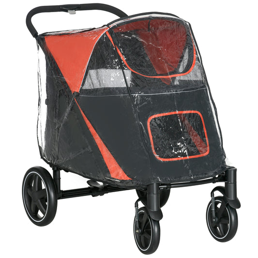 One Click Foldable Pet Travel Stroller With Rain Cover Cat Aosom UK Default Title