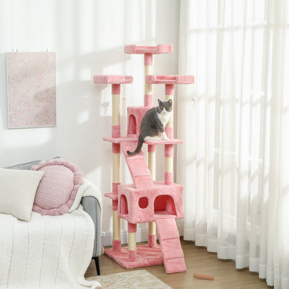 PawHut 173cm Cat Tree Scratching House, Activity Play Centre, Pink PawHut