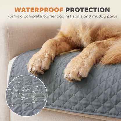 PawHut Waterproof Sofa Cover, Soft Couch Cover for Dogs Cats Pets, Non Slip Sofa Slipcoevr with Elastic Straps PawHut