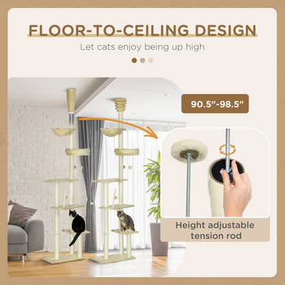 Cat Tree Floor To Ceiling 6 Tier Play Tower
