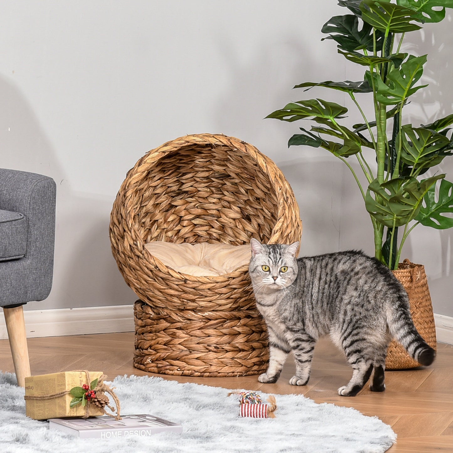 Cat Braided Banana Leaf House Enclosure Aosom UK