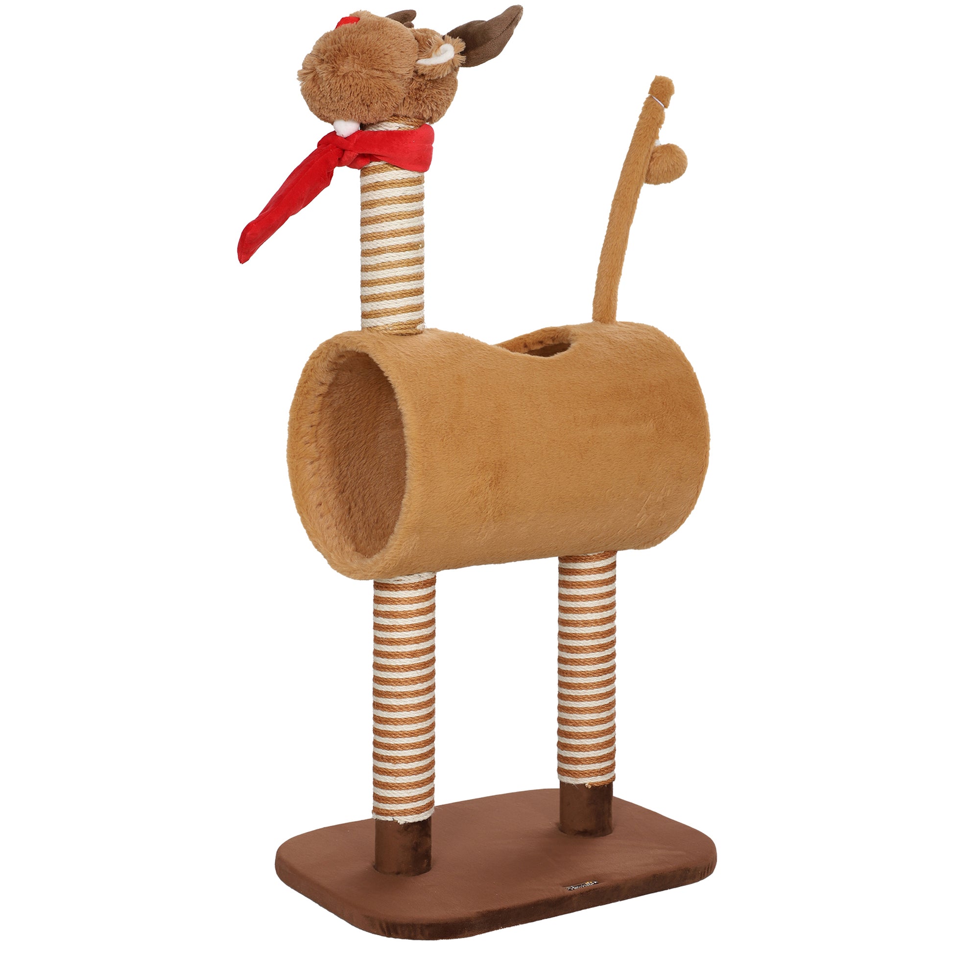 Deer Themed Cat Tree With Scratching Posts Toy Ball Tunnel Aosom UK Default Title