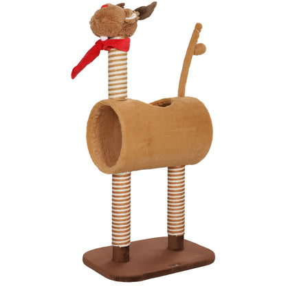 Deer Themed Cat Tree With Scratching Posts Toy Ball Tunnel Aosom UK Default Title