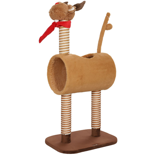 Deer Themed Cat Tree With Scratching Posts Toy Ball Tunnel Aosom UK Default Title