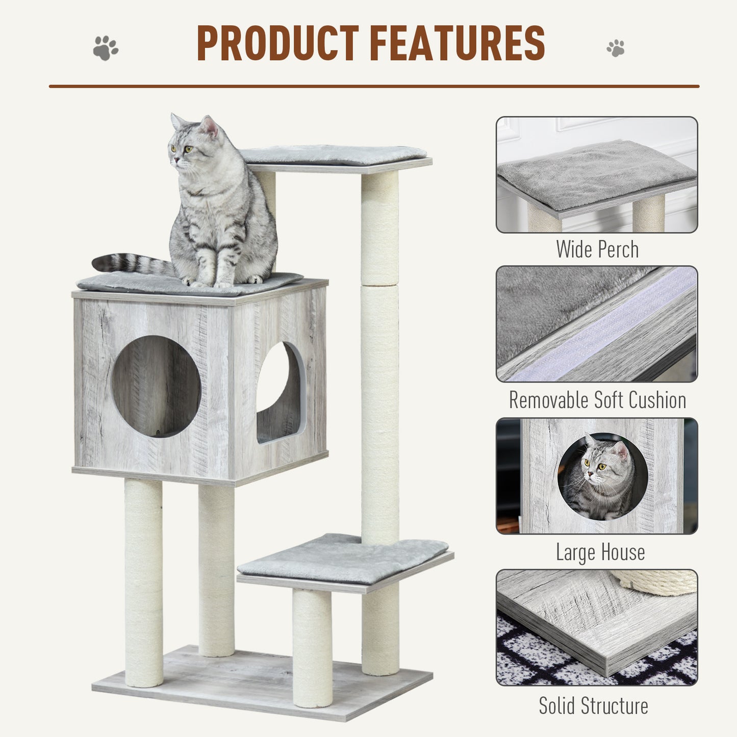 Multi Level Cat Tree Tower Activity Center Climbing Stand Aosom UK