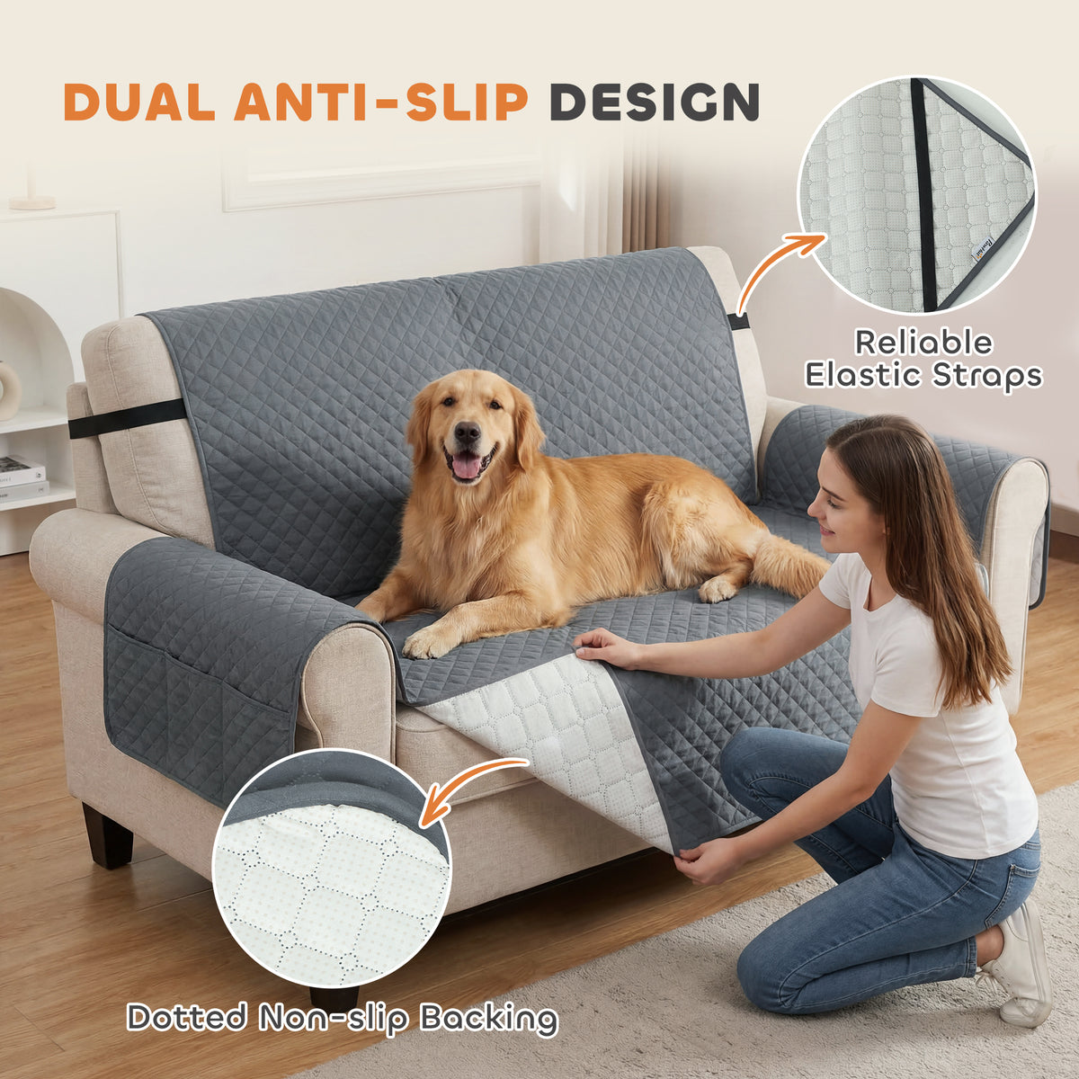 Waterproof 2 Seater Sofa Cover for Dogs & Cats Pet Sofa Covers PawHut