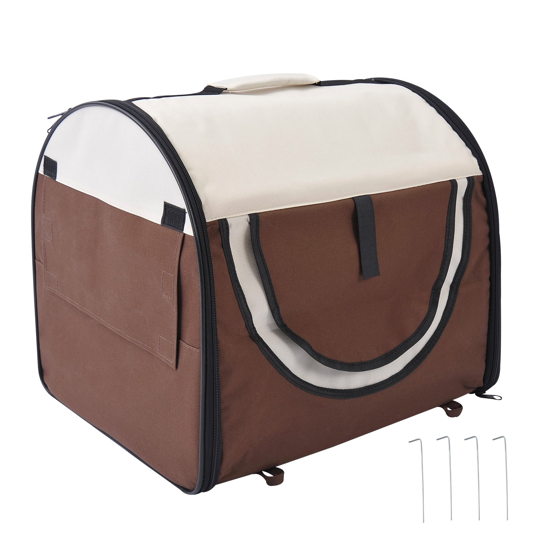 Soft Pet Carrier, Foldable Cat and Dog Travel Bag, Breathable Fabric Crate, Brown.
