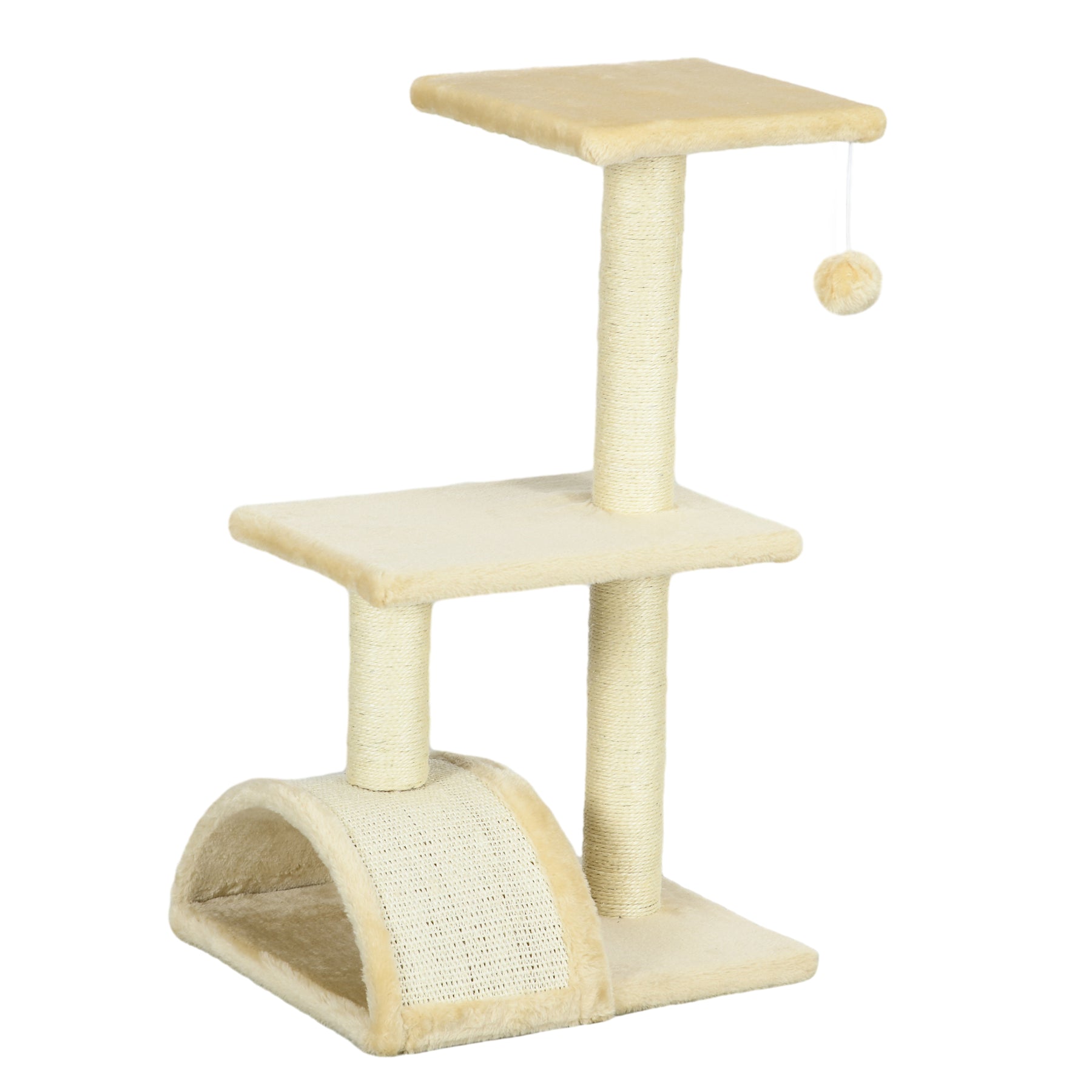 Cat Tree, Indoor Scratching Post with Pad, Sturdy and Comfortable, Cream White