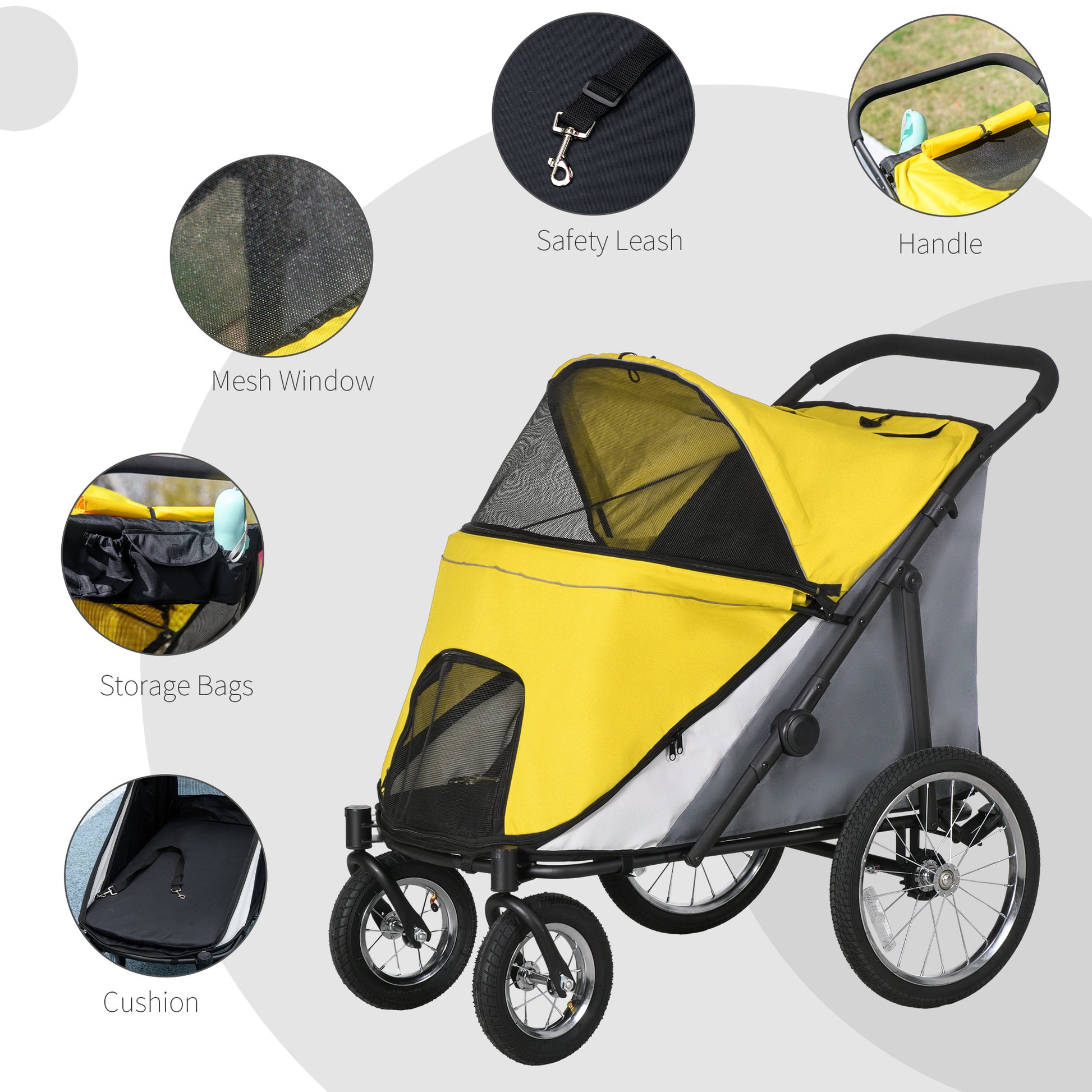 Foldable Pet Stroller With Washable Cushion Storage Bags Aosom UK