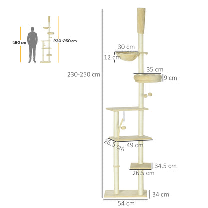 Cat Tree Floor To Ceiling 6 Tier Play Tower