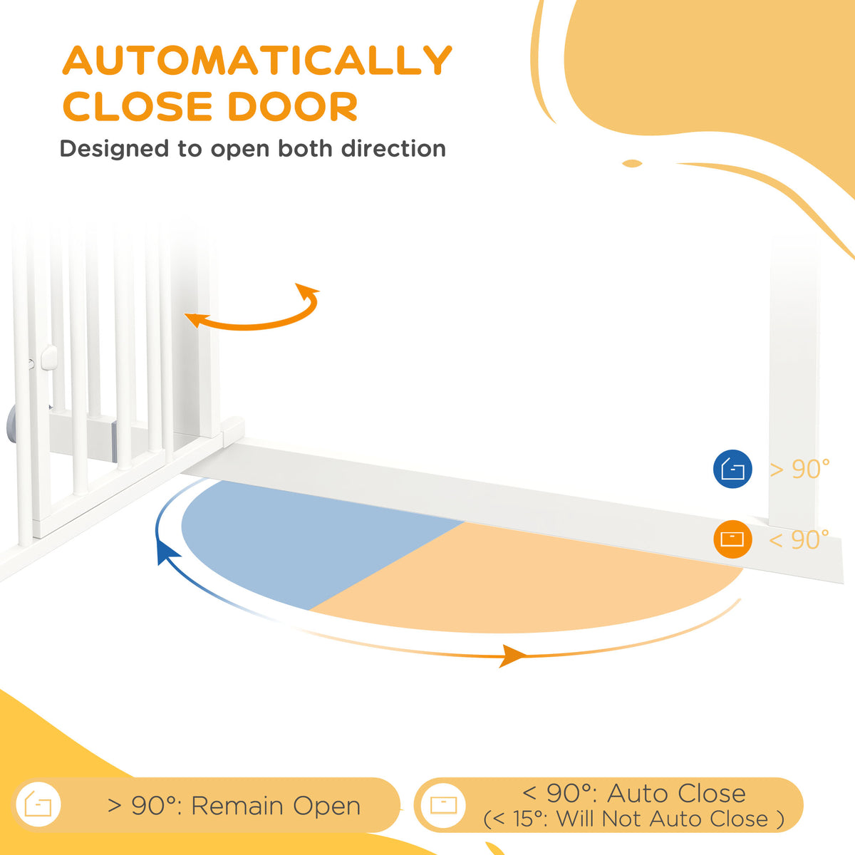 PawHut Extra Tall Pet Gate, Indoor Dog Safety Gate, with Cat Flap, Auto Close, 74-101cm Wide - White PawHut