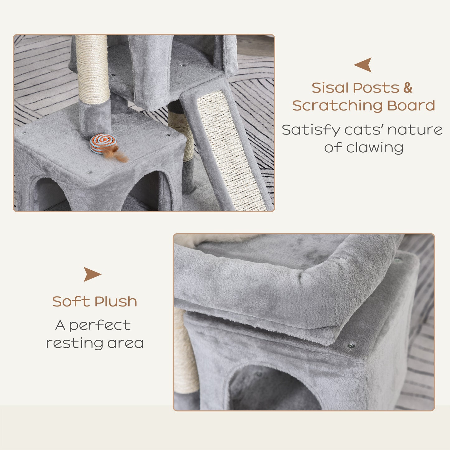 Feline Fortress 3 Tier Cat Tower With Sisal Scratchers