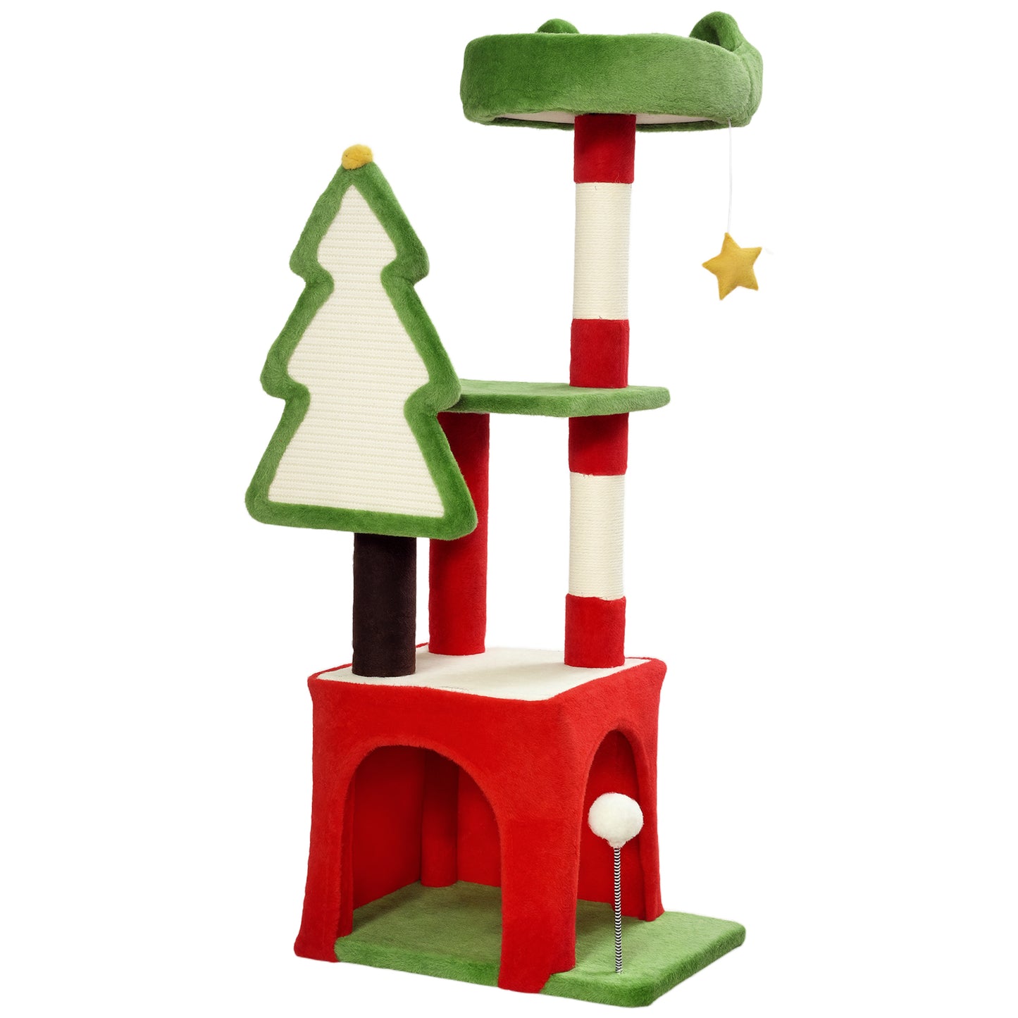 Christmas Cat Tree Tower With Scratching Post Board Aosom UK Default Title