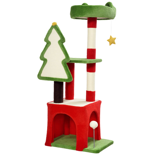 Christmas Cat Tree Tower With Scratching Post Board Aosom UK Default Title