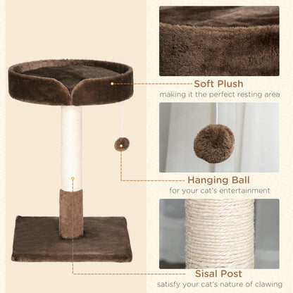 Compact Cat Tree Sisal Scratching Post Soft Bed Play Toy Aosom UK
