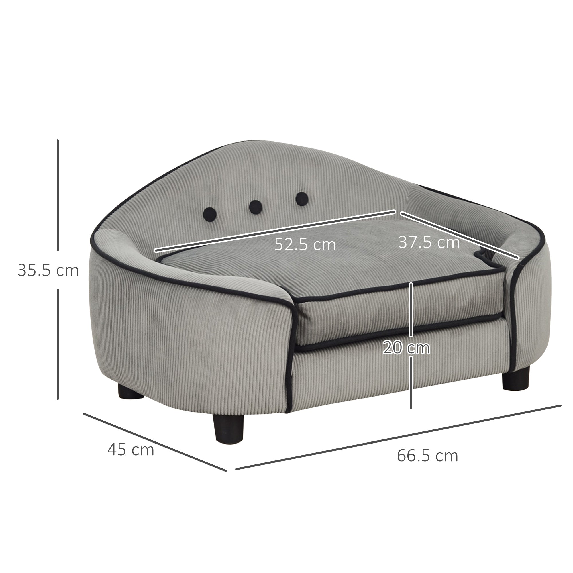 Pet Sofa Dog Bed Couch Cat Kitten Sponge Removable Cushion Lounge Grey