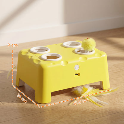 PawHut 3-in-1 Interactive Cat Toy with Popping Mouse, Spinning Feather & Automatic Play Interactive Cat Toy PawHut