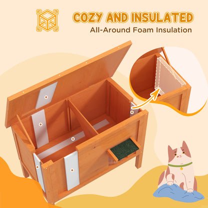 Feral Cat House Wooden Insulated With Removable Floor Water Aosom UK