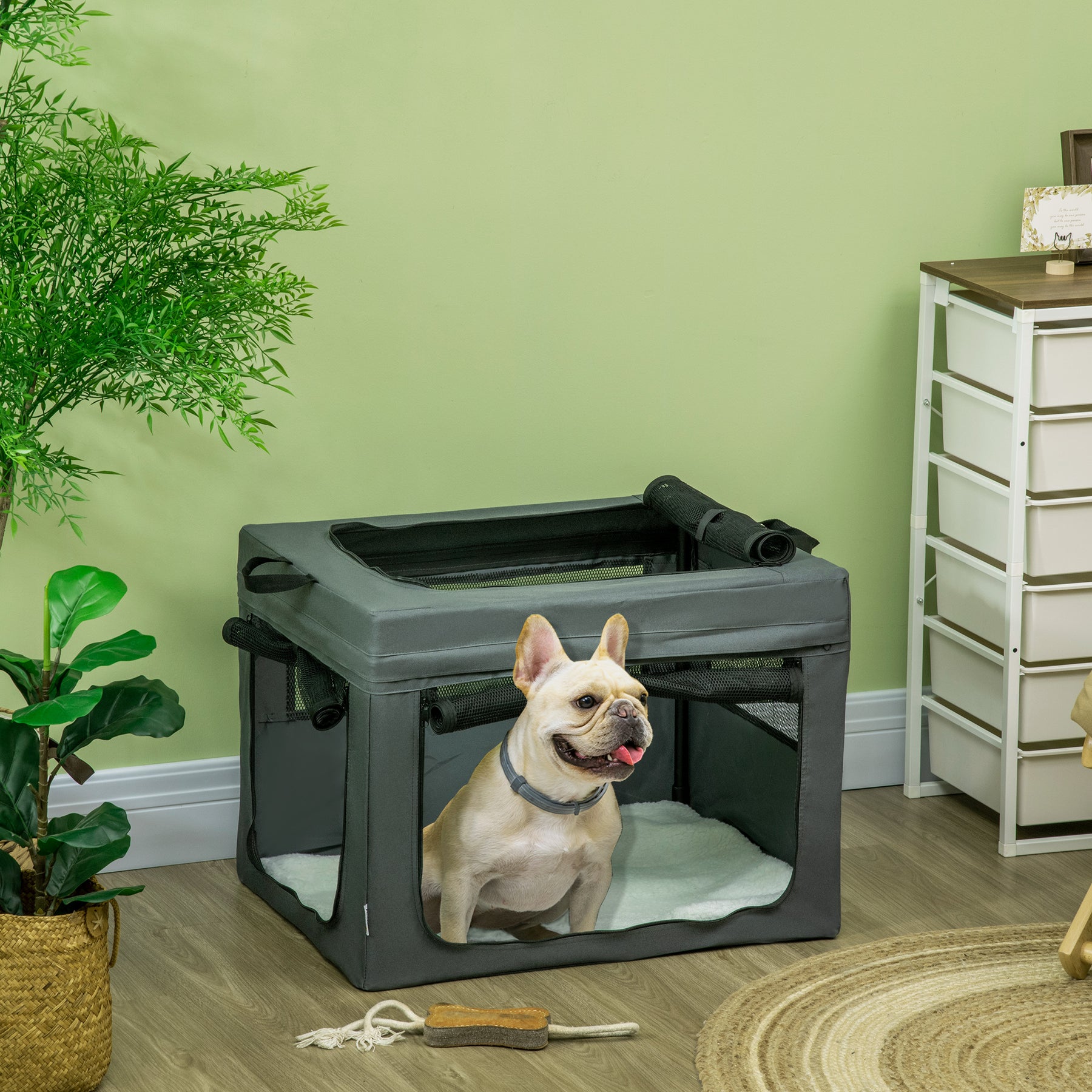 Portable Pet Carrier, Spacious Travel Bag for Small Dogs and Cats, Foldable, Breathable Mesh, Grey
