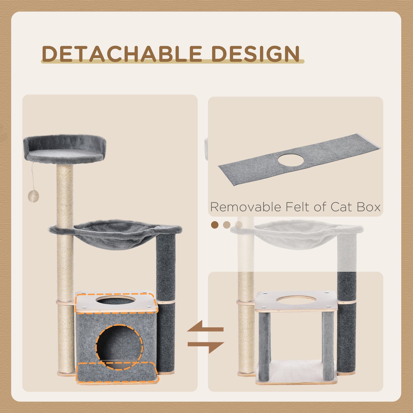 Cat Tower 95Cm Climbing Kitten Activity Centre With Sisal