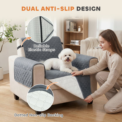PawHut Waterproof Sofa Cover, Soft Couch Cover for Dogs Cats Pets, Non Slip Sofa Slipcoevr with Elastic Straps PawHut