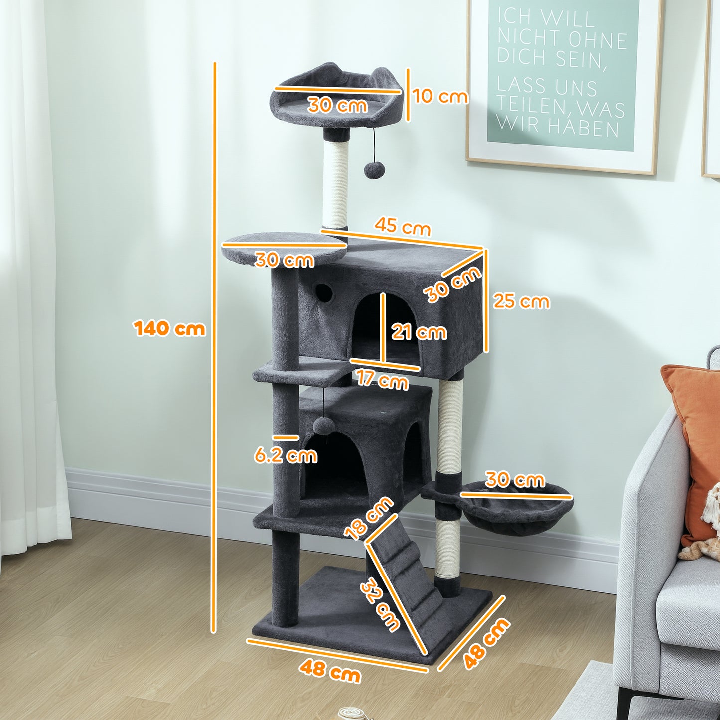 Large Cat Tree Tower With Sisal Scratching Posts Houses