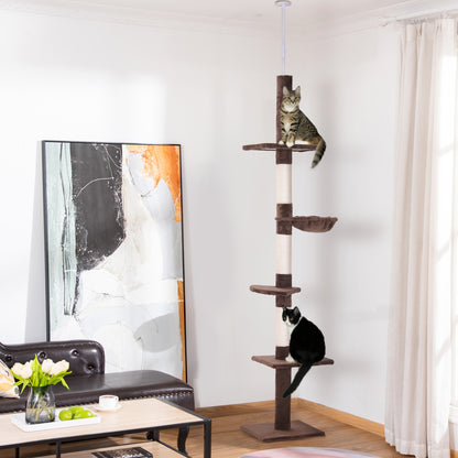 Cat Climbing Tree 5 Tier Floor To Ceiling Adjustable