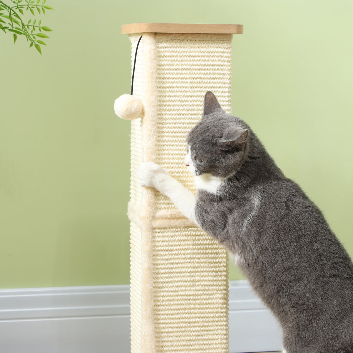 PawHut 3-in-1 Cat Scratching Post, 67cm Cat Scratcher w/ Track Ball Toy, Oak Tone PawHut
