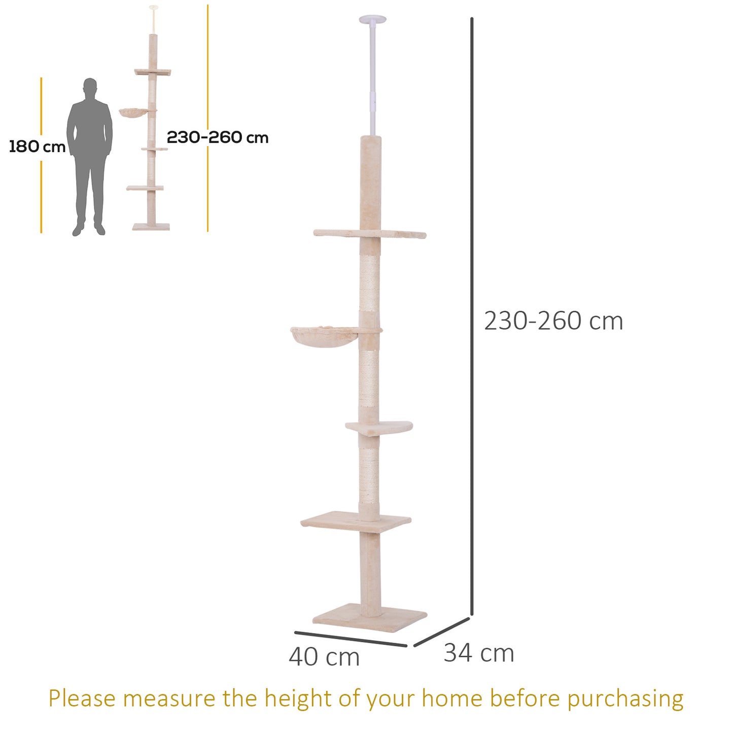 Floor To Ceiling Cat Tree 5 Tier Kitty Tower Activity