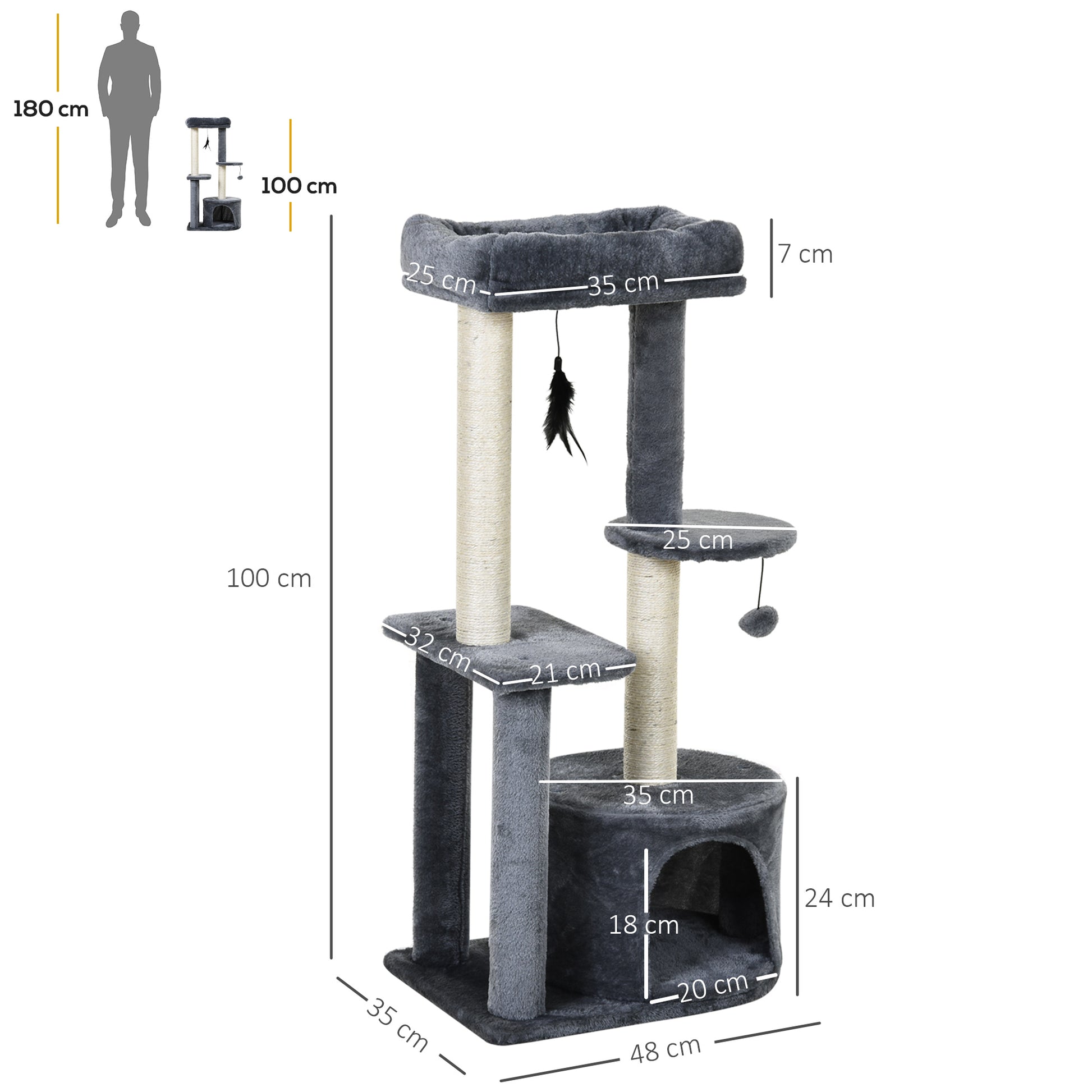 Cat Tree Tower Multi Activity Centre With Perch House Aosom UK