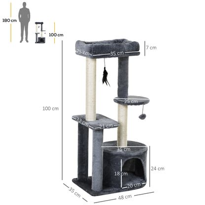 Cat Tree Tower Multi Activity Centre With Perch House Aosom UK
