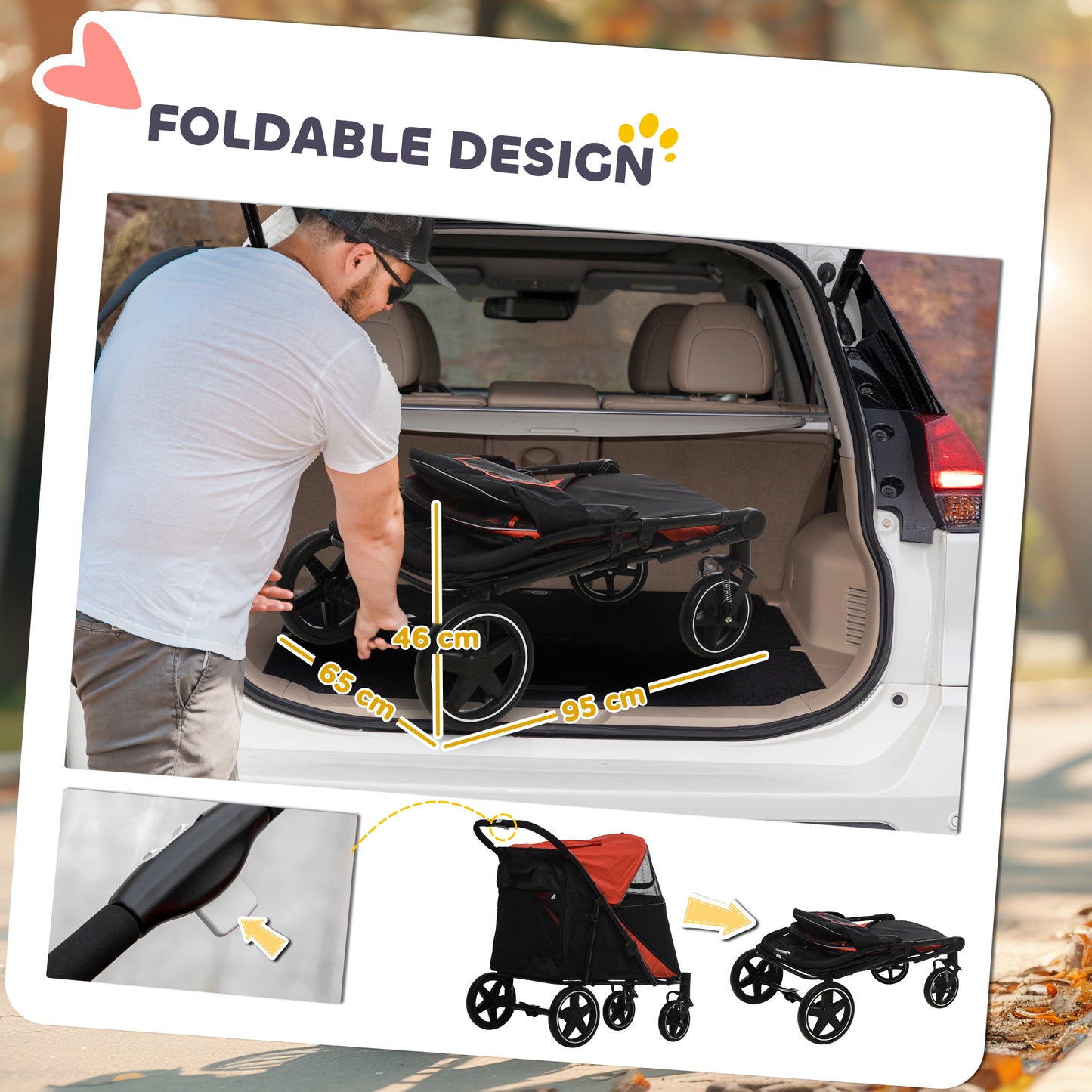 Pet Stroller With Universal Front Wheels Shock Absorber One Aosom UK