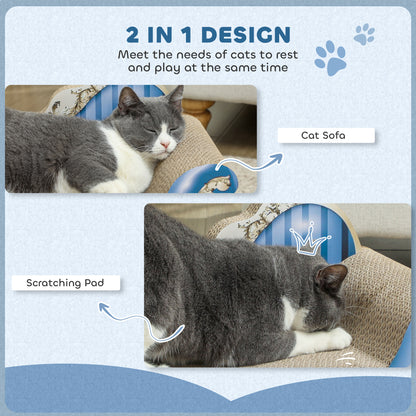 PawHut 2-in-1 Cat Scratching Board with Catnip for Indoor Cats, 26.5 x 57 x 26.5cm, Blue PawHut