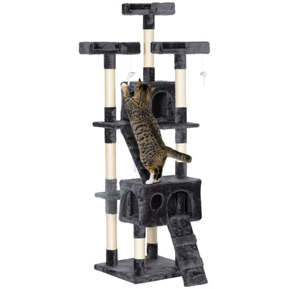PawHut Tall Cat Tree with 2 Houses, 3 Perches & Scratching Posts Cat Tree PawHut Default Title