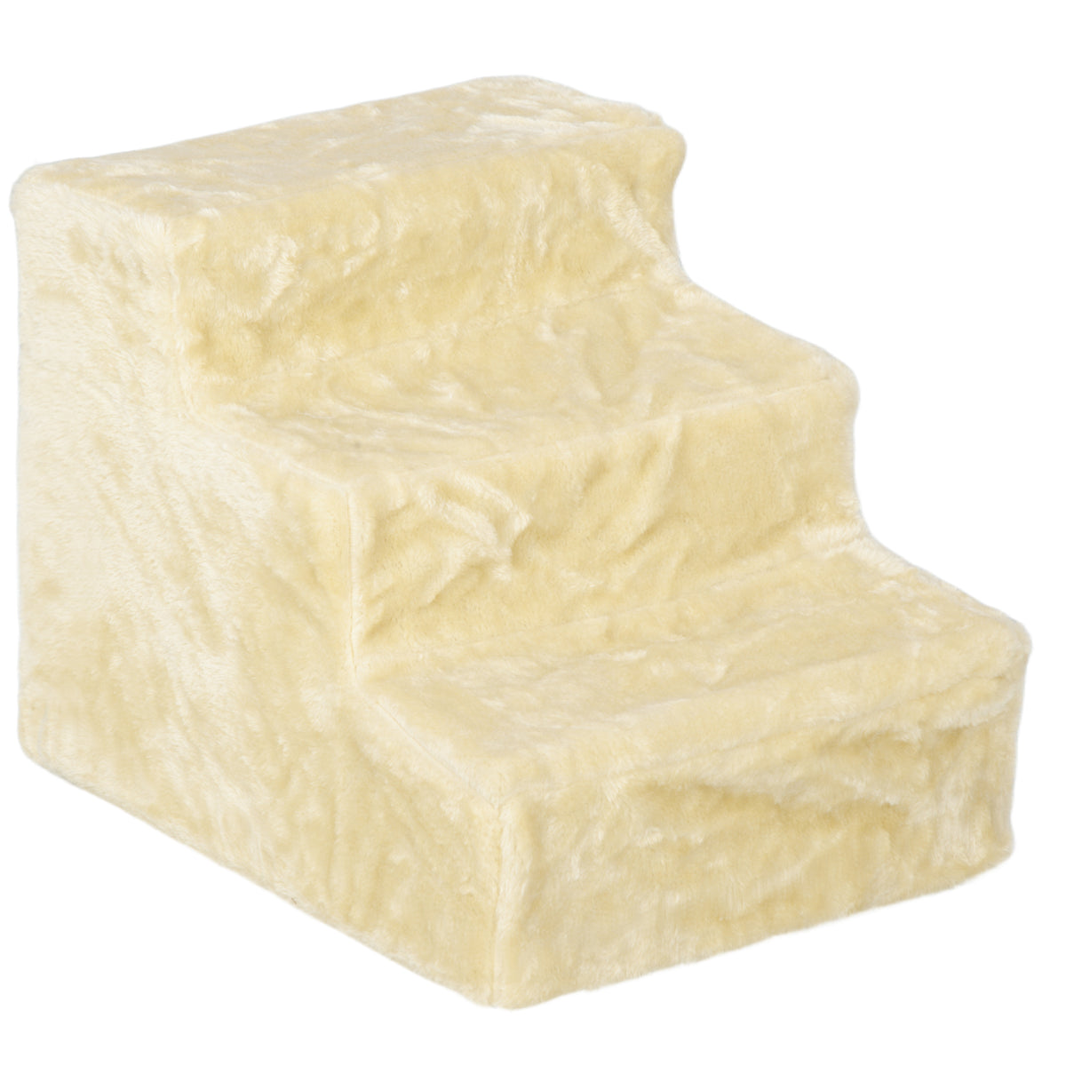 PawHut Three-Step Dog Stairs, with Washable Plush Cover, for High Bed Sofa, Dog Stairs for Small Dog and Cat - Beige PawHut Default Title