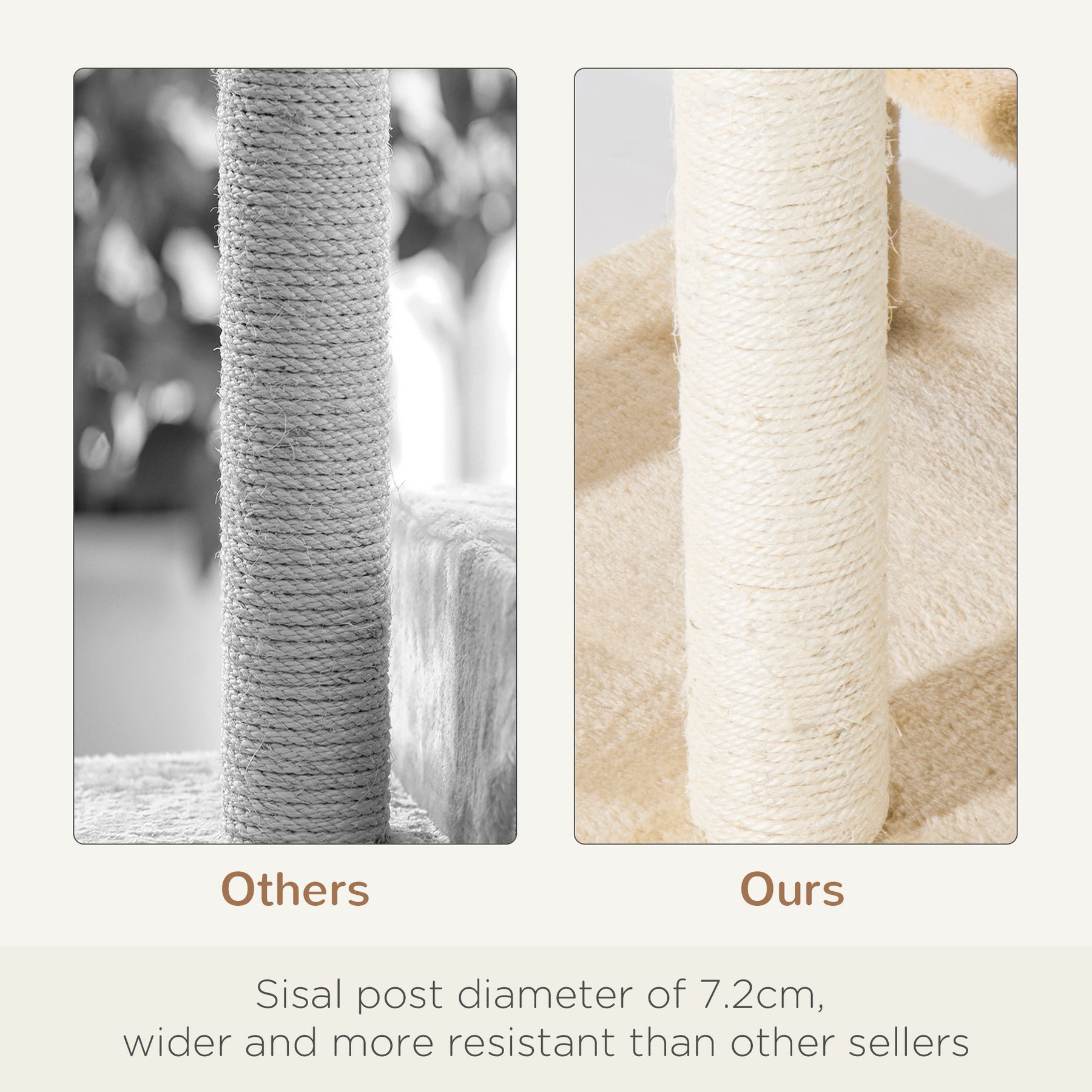 Beige Cat Tree, Kitten Scratching Post, Sisal Climbing Tower, Activity Centre, Sturdy