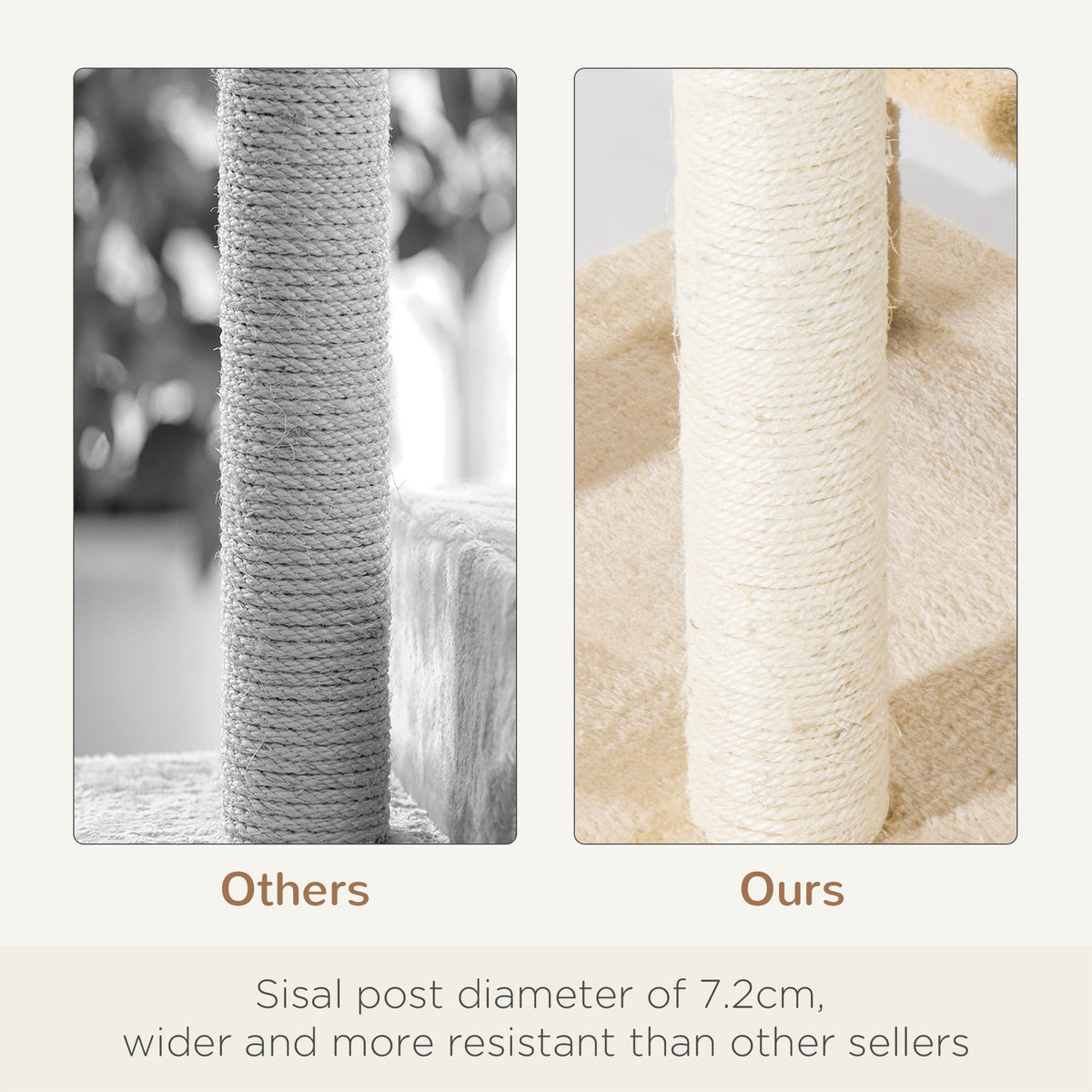 PawHut Beige Cat Tree with Sisal Scratching Posts & Multi-Level Climbing Tower Cat Tree PawHut
