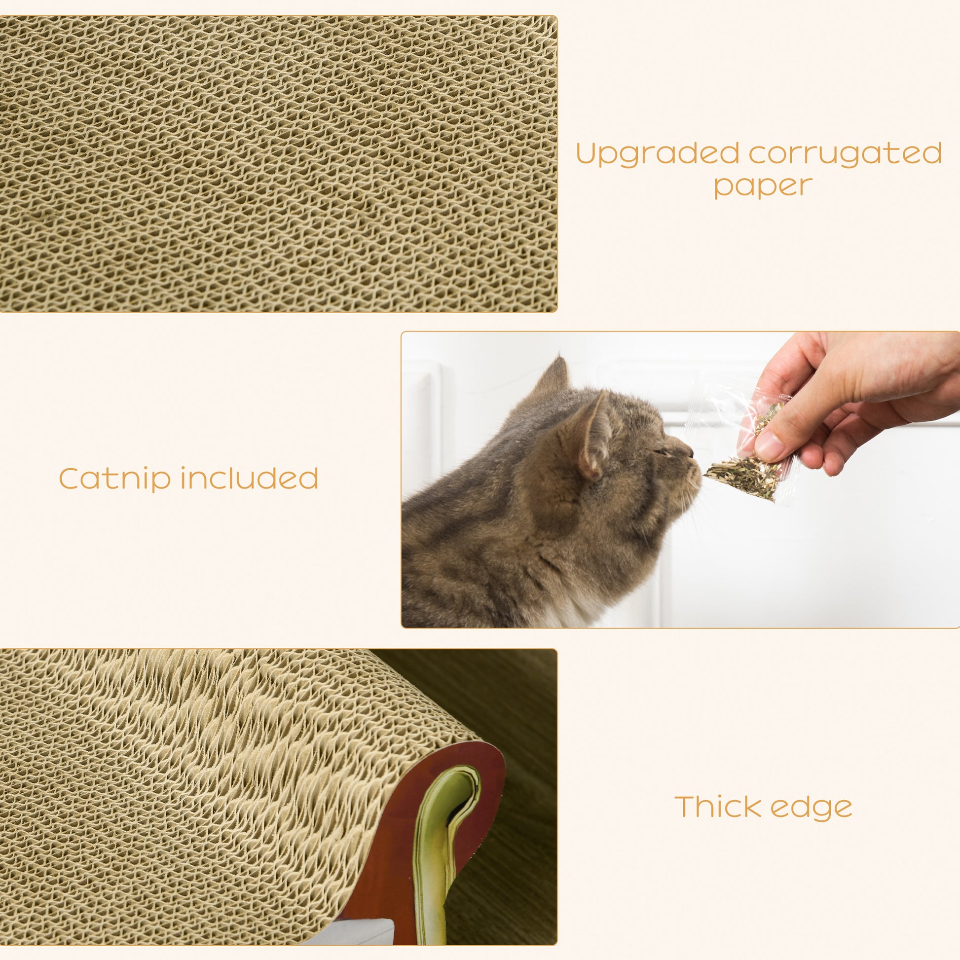 Cat Scratcher Lounge Sofa Durable Cardboard Bed With Catnip Aosom UK