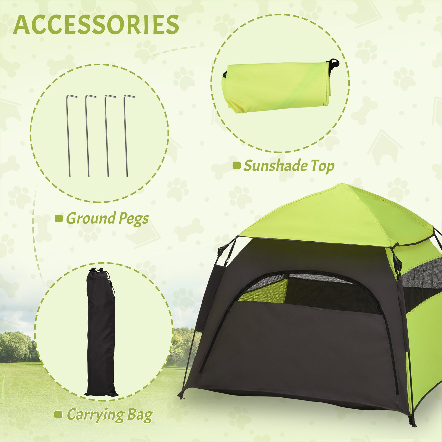 Foldable Dog Cat Tent with Waterproof Oxford, Carry Bag for Extra Large Dog, Green