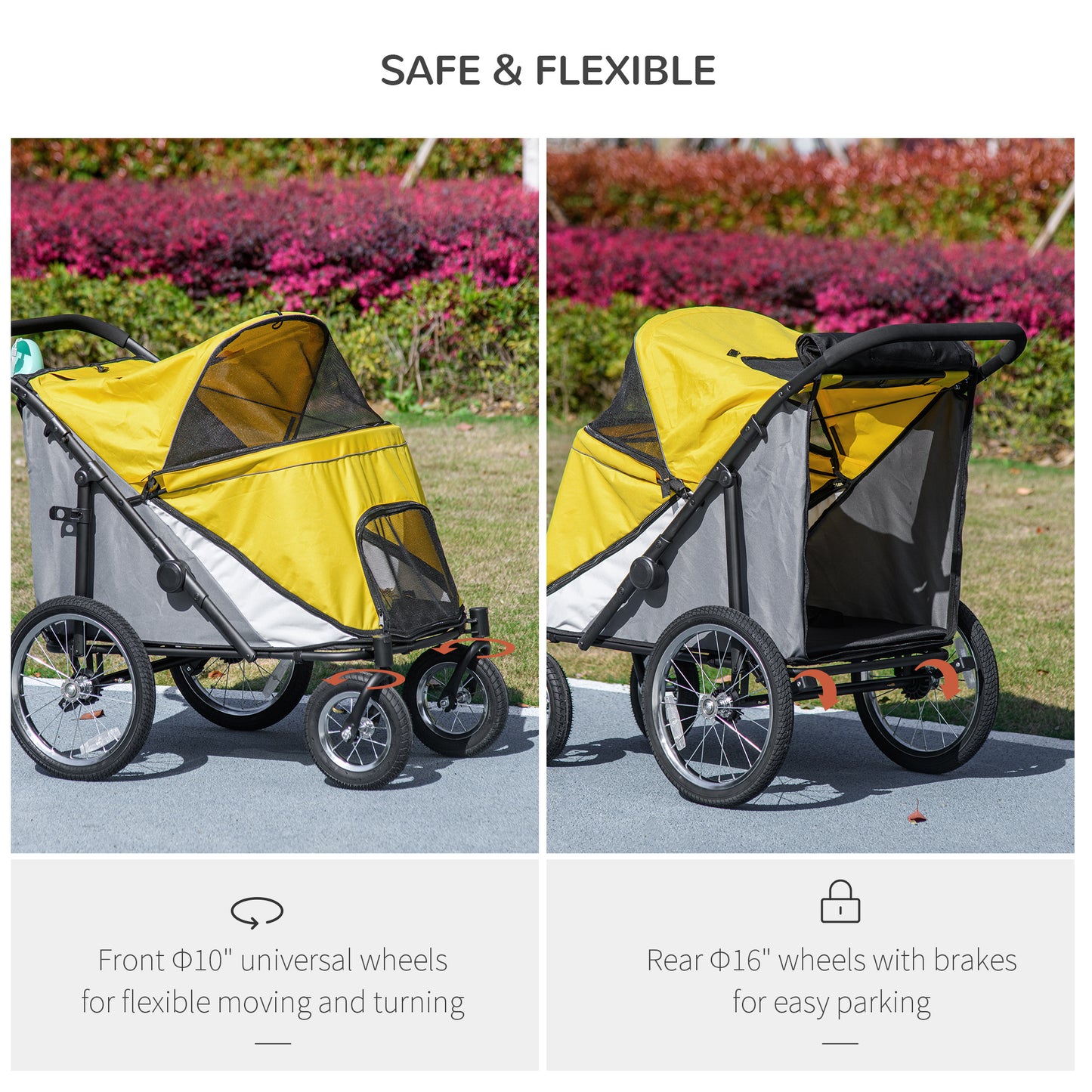 Foldable Pet Stroller With Washable Cushion Storage Bags Aosom UK