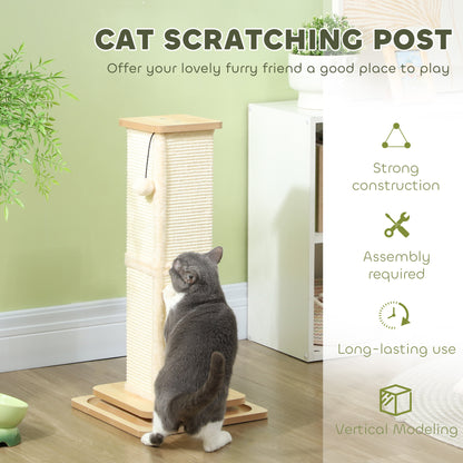 PawHut 3-in-1 Cat Scratching Post, 67cm Cat Scratcher w/ Track Ball Toy, Oak Tone PawHut