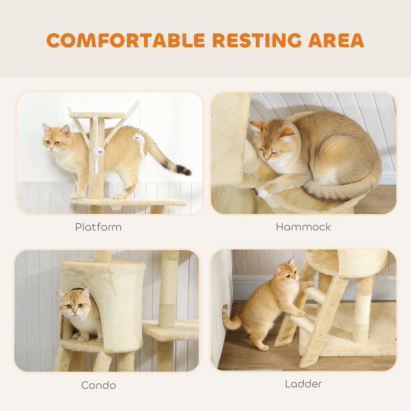 Multi Level Cat Tower 134Cm Tree With Condo And Sisal