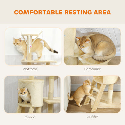 Multi Level Cat Tower 134Cm Tree With Condo And Sisal