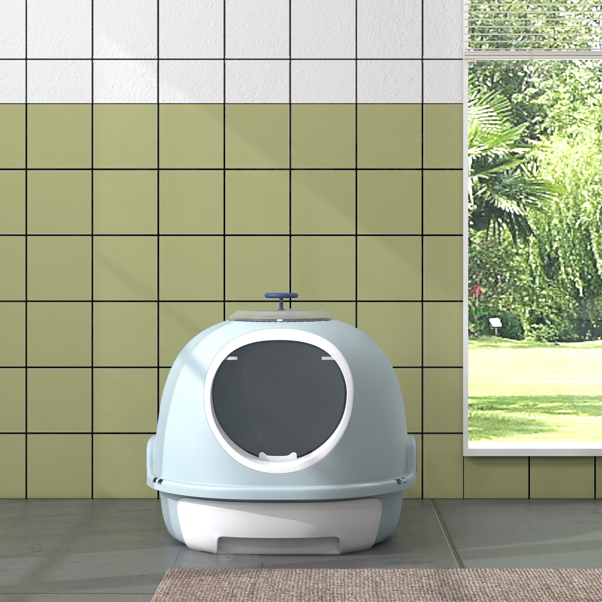 Cat Litter Box With Litter Scoop, Drawer-Type Easy To Clean, Skylight, Light And Easy To Move