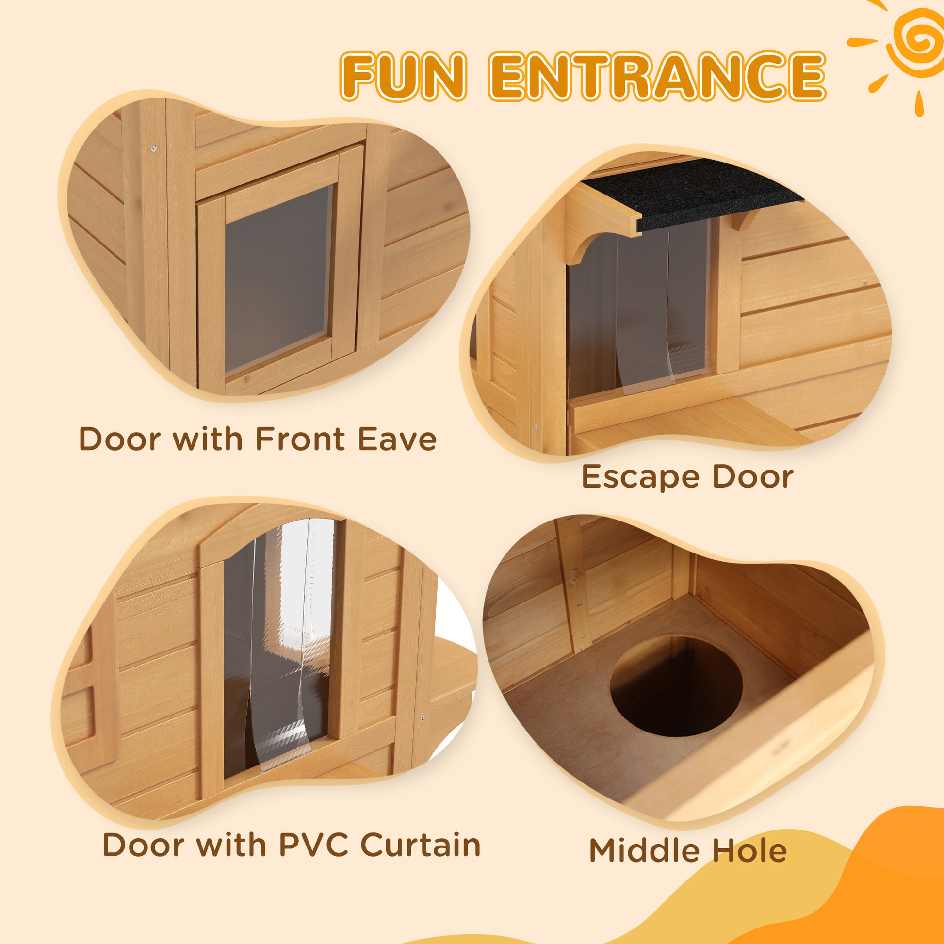 Wooden Cat House Condos Cave Pet Shelter 2 Floor Villa Aosom UK