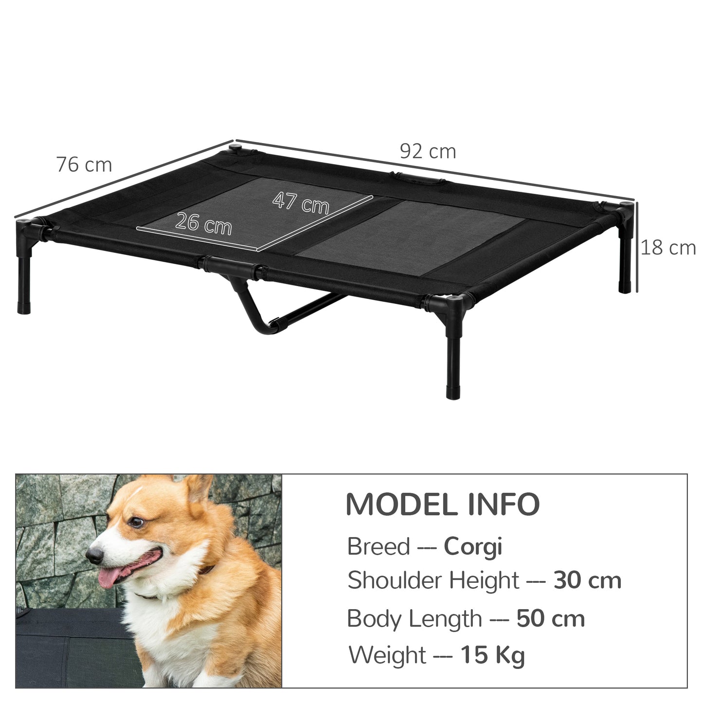 Large Elevated Dog Bed Cat Lifted Cooling Portable Camping Aosom UK