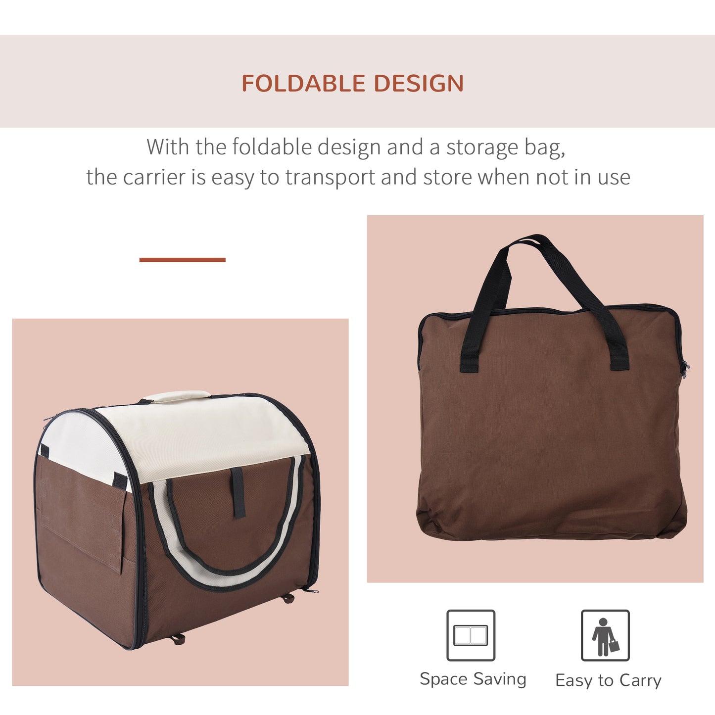 Soft Pet Carrier Foldable Cat And Dog Travel Bag Breathable Aosom UK