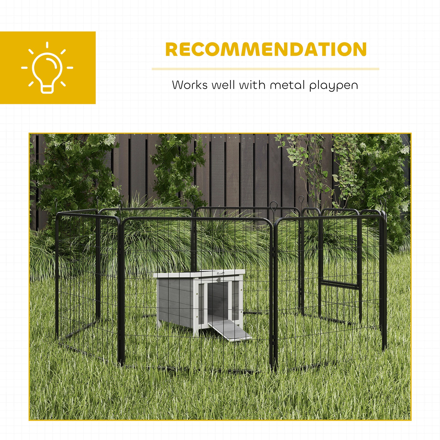 Wooden Rabbit Hutch Bunny Puppy Cage Guinea Pig Hutch, Rabbit Hideaway, Cat House, Pet Habitat Small Animals Ferret , Grey