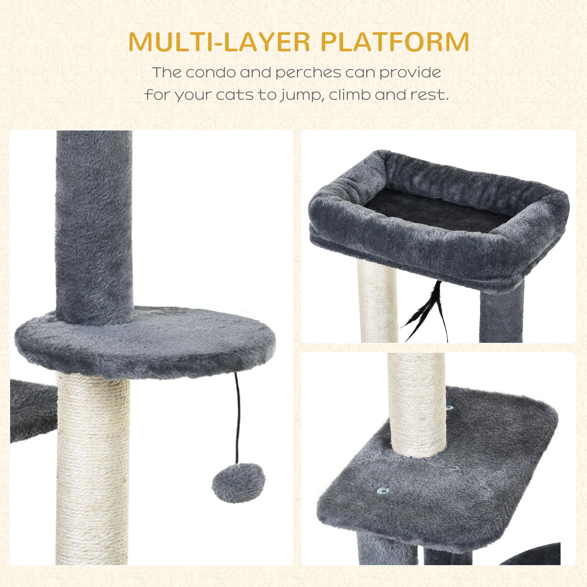 Cat Tree Tower Multi Activity Centre With Perch House Aosom UK
